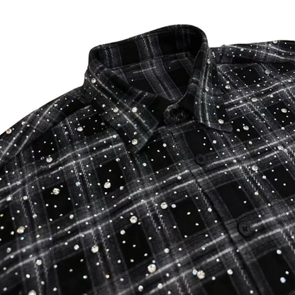 Rhinestone Plaid Shirt Jacket | Bold Style & Comfort