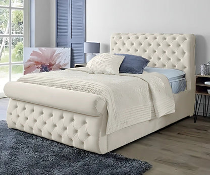 Sleigh bed (Cream)