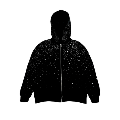 Xyero Rhinestone Galaxy Zip Up (Fur Lined)