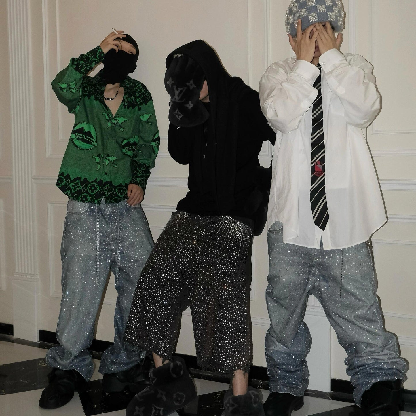 Xyero Rhinestone Baggy Pants